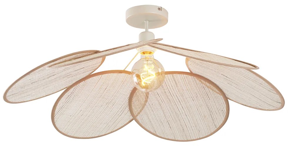 Plafon Japandi creme com abajur de linho - Aisha