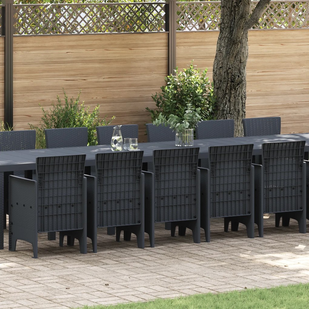 Conjunto de Jantar para Jardim vidaXL de 17 Peças Antracite de Poliéster
