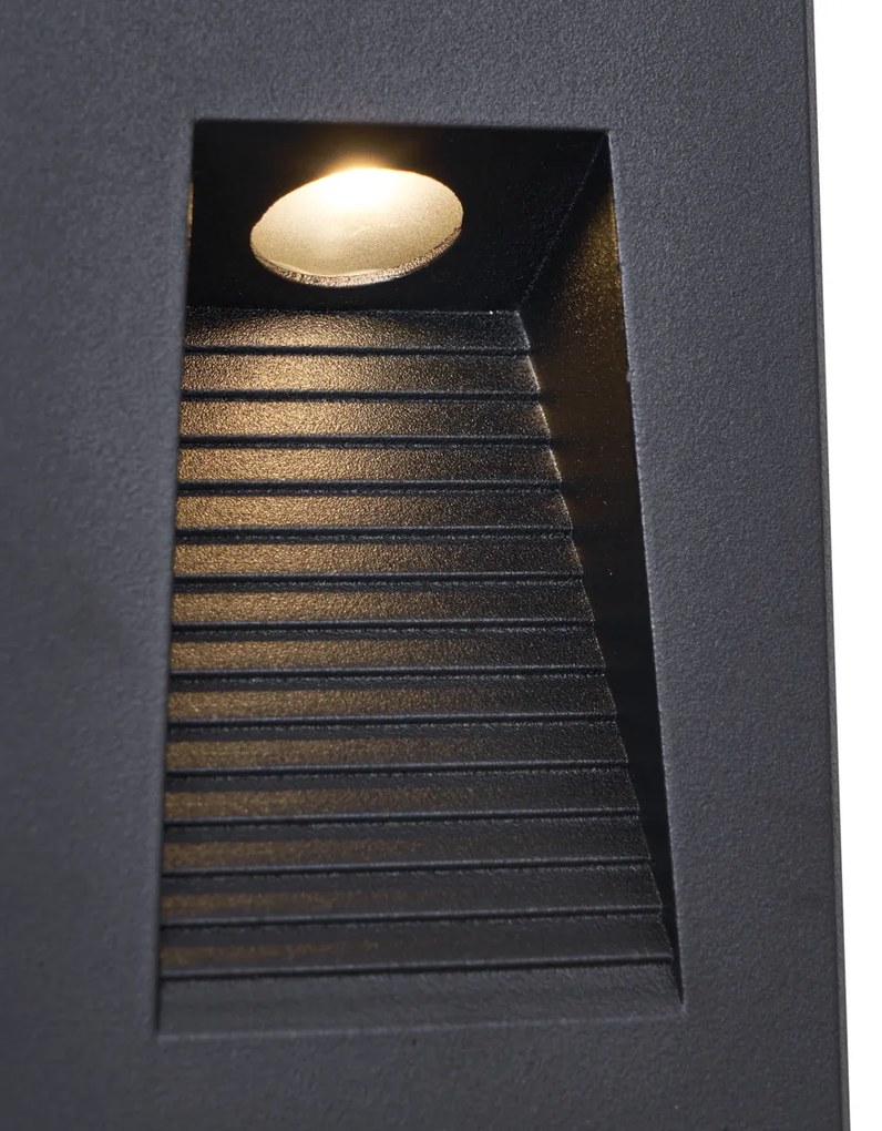 Aplique de parede embutido moderno preto 7cm incl. LED IP65 - Trem Moderno