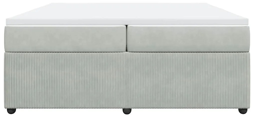 Cama com molas/colchão 200x200 cm veludo cinzento-claro