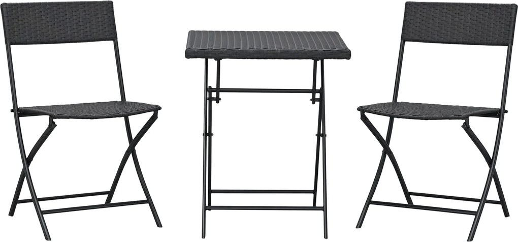 Outsunny Conjunto de 3 Peças de Rattan Conjunto de 2 Cadeiras e Mesa para Pátio Varanda Jardim Dobrável Desenho Trançado Elegante | Aosom Portugal