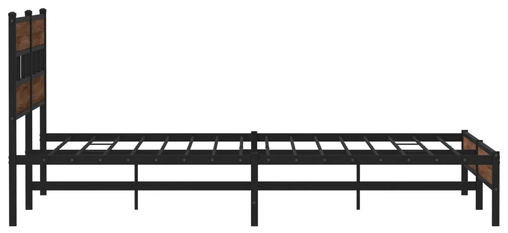 Estrutura cama sem colchão 183x213 cm metal carvalho castanho
