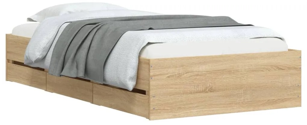 Estrutura de cama c/ gavetas derivados madeira carvalho sonoma