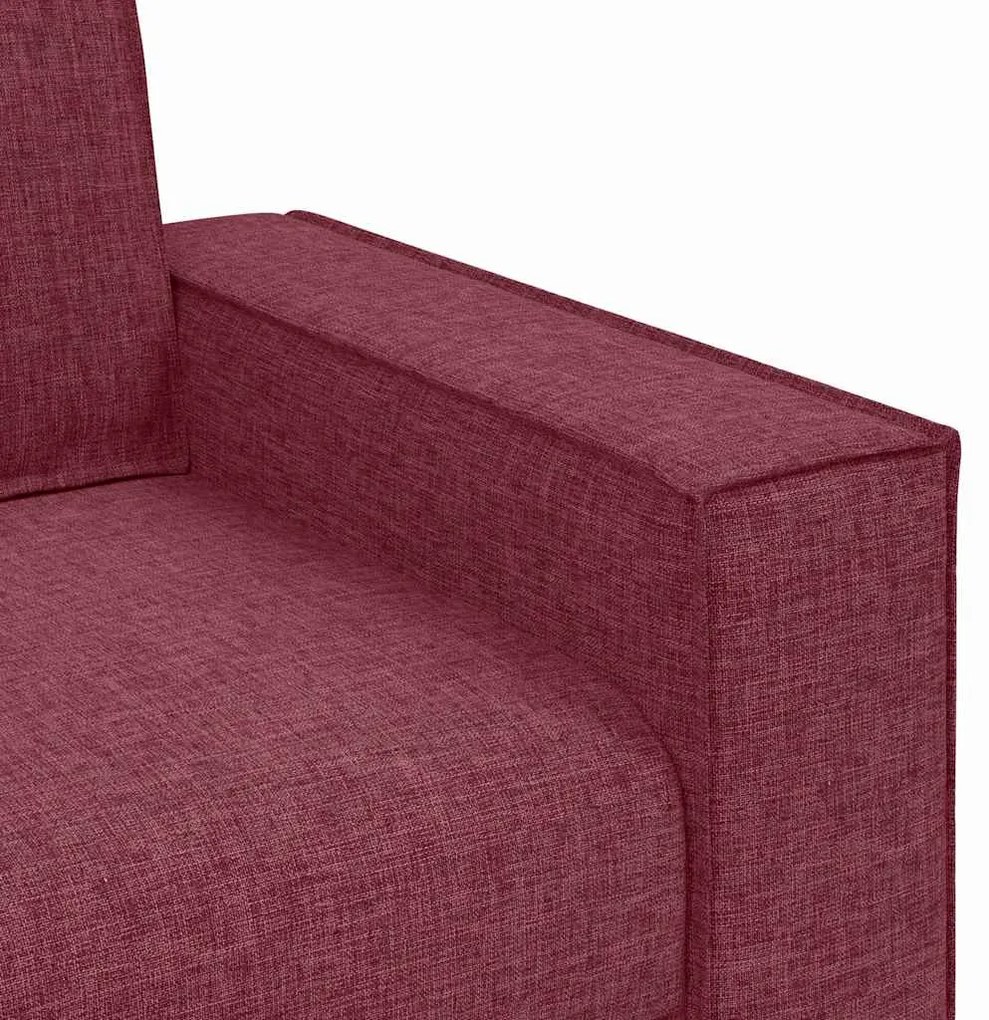 Conjunto de Sofá de 3 Peças com Almofadas Vermelho Vinho