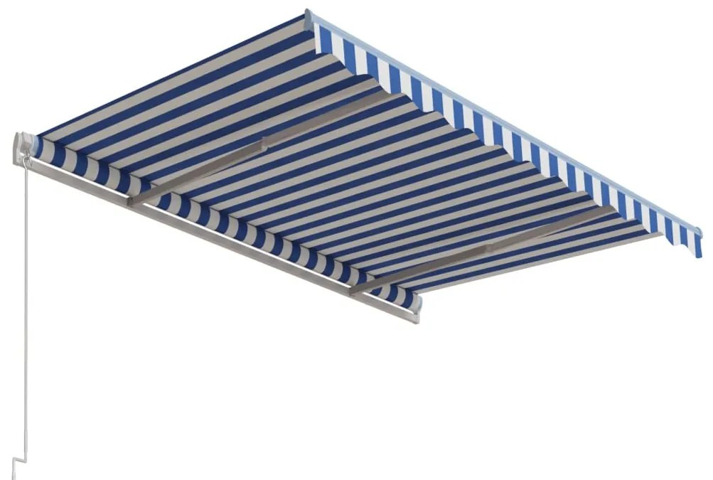 Toldo retrátil automático 300x250 cm azul e branco