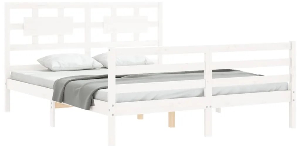 Estrutura de cama com cabeceira 160x200 cm madeira maciça