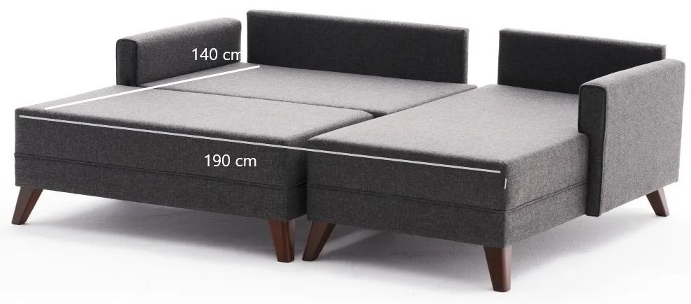 Sofá-Cama de Canto Bella – Antracite – 205x85x81 cm