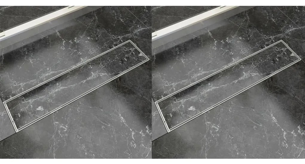 Dreno de chuveiro linear 2 pcs 530x140 mm aço inoxidável