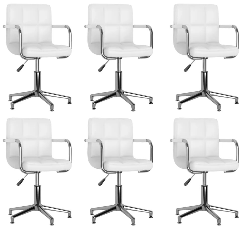vidaXL Cadeiras de jantar giratórias 6 pcs couro artificial branco