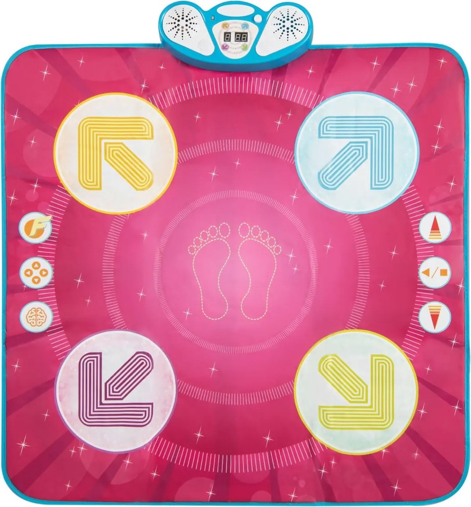 Tapete de dança para crianças com 8 músicas, 3 modos de jogo, ajuste de dificuldade e volume para crianças com mais de 3 anos, 95 x 94 cm, rosa