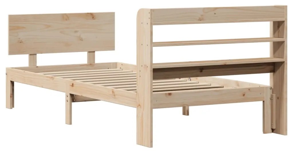 Estrutura de cama com cabeceira 90x200 cm pinho maciço