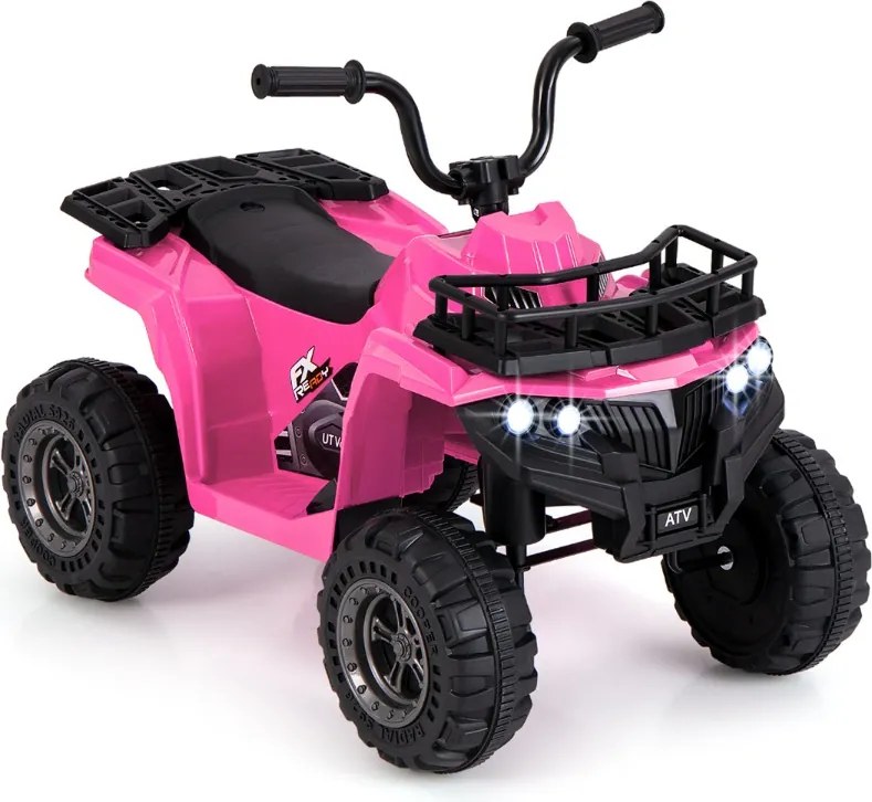 Moto 4 eletrica para crianças 6V de 4 rodas com botão de arranque Pneus Faróis LED Rosa