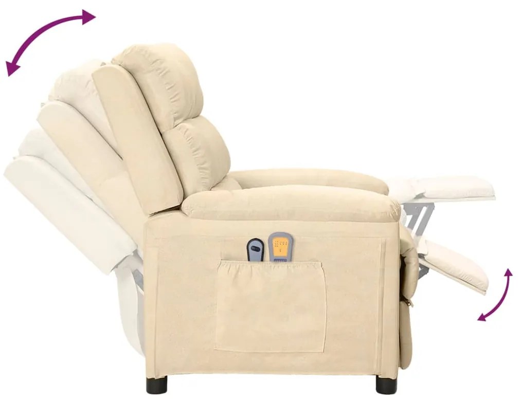 Poltrona elevatória de massagens elétrica tecido creme
