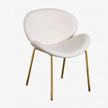 Cadeira De Jantar Estofada Em Bouclé Fior Branco & Dourado - Sklum