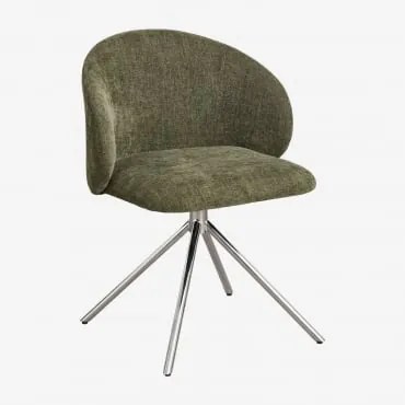 Pack De 2 Cadeiras De Jantar Giratórias Estofadas Gryon Chenille Verde Sálvia - Sklum