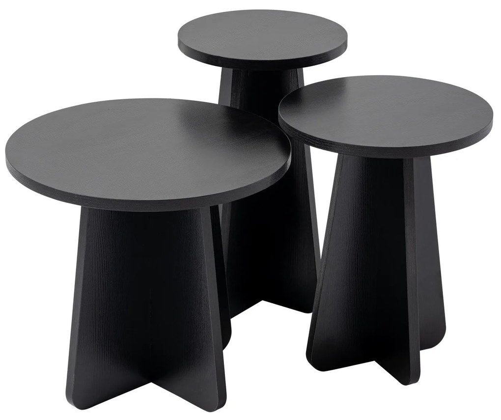 Conjunto de Mesas de Apoio "Lume" – 3 Peças, Preto - Design Moderno