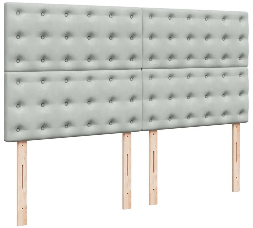 Cama com molas/colchão 180x200 cm veludo cinzento-claro