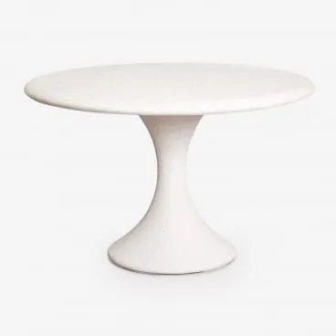 Mesa De Jardim Redonda Ø120 Cm Em Cimento Eloria Branco - Sklum