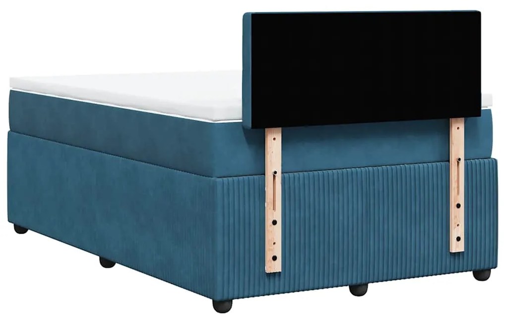 Cama boxspring com colchão 120x200 cm veludo azul