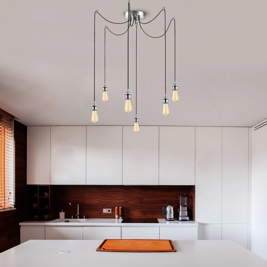 Candeeiro Chandelier Kabluni – Cromado – 126 cm diâmetro, 102 cm altur