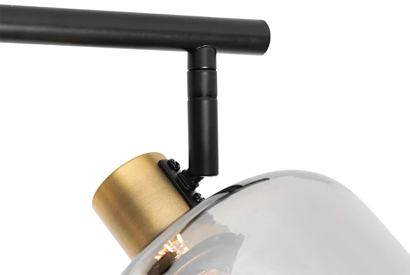 Candeeiro de teto com focos oblongo preto com vidro fumê 3-luzes - Zuzanna Moderno
