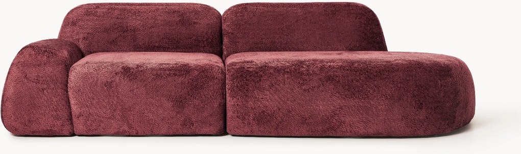 Sofá de canto modular em teddy-bouclé Wolke (3 lugares)
