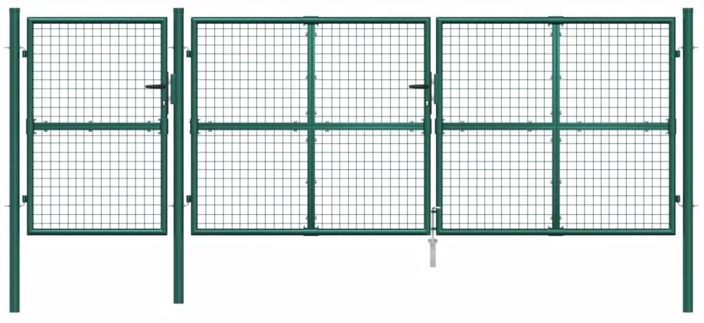 Portão de rede para jardim 400x175 cm aço galvanizado verde