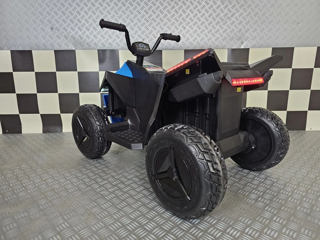 Moto 4 elétrica para crianças Future 12V Assento em pele, pneus borracha, Luzes Azul