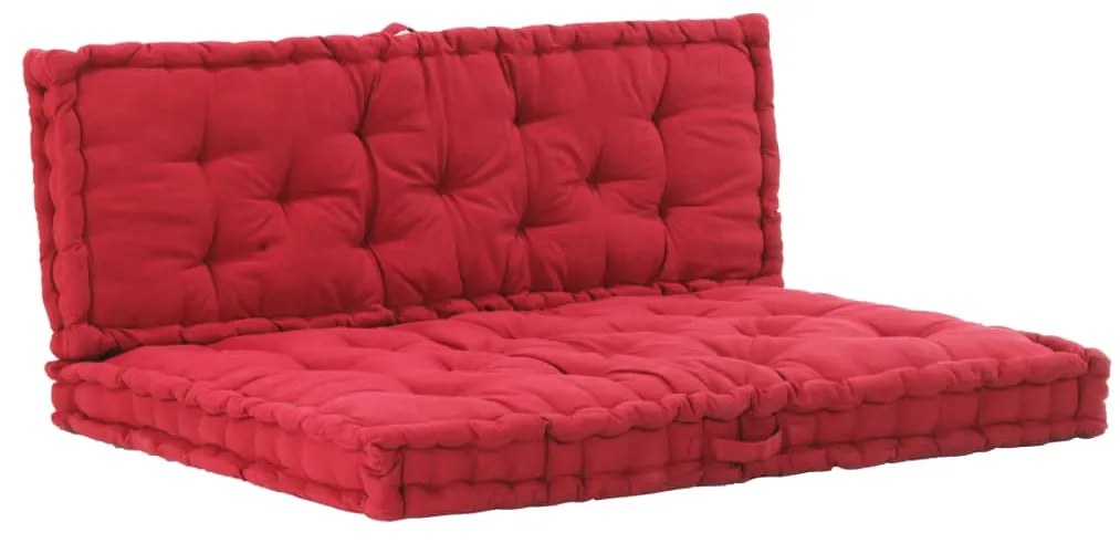 3053639 vidaXL Almofadões para sofá de paletes 2 pcs algodão bordô
