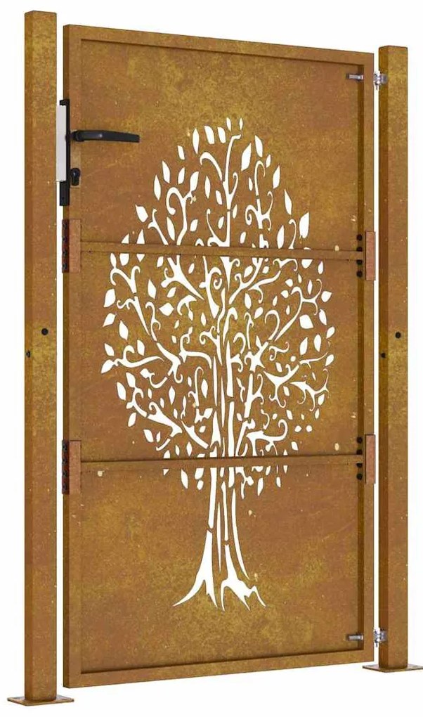 Portão de jardim 105x155 cm aço corten design árvore