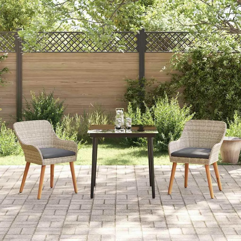 Conjunto de sala de jantar 3 pcs Cinza claro e preto