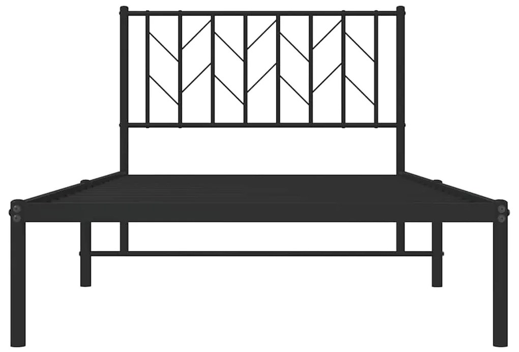 Estrutura de cama com cabeceira 100x200 cm metal preto