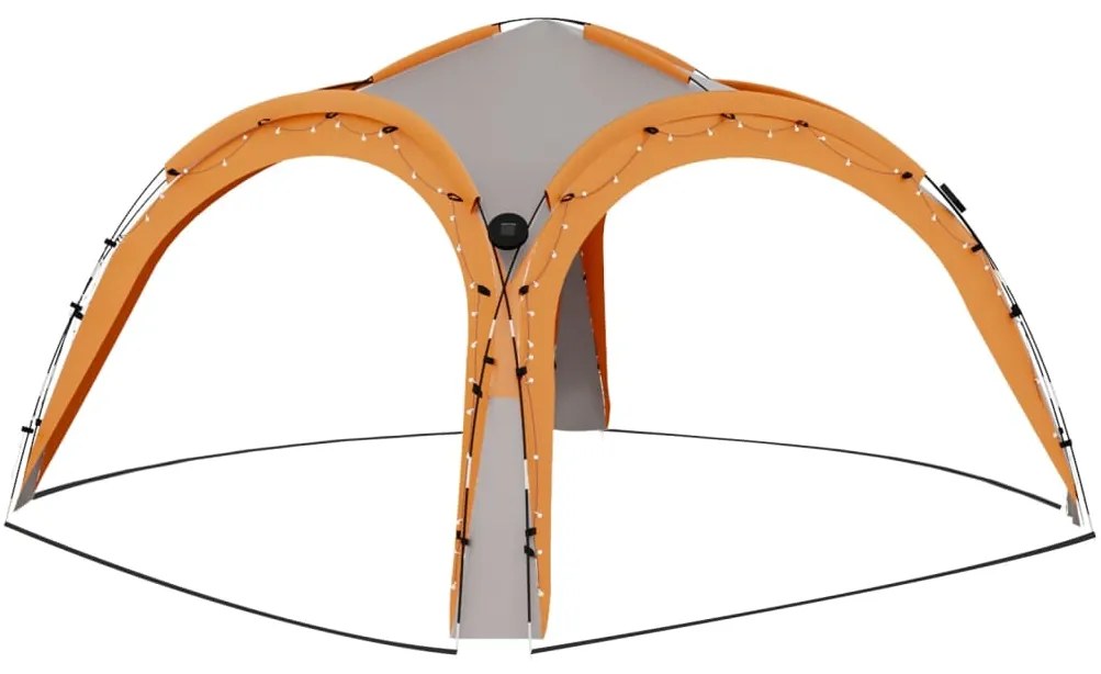 Tenda festas LED 4 paredes laterais 3,6x3,6x2,3 m cinza/laranja