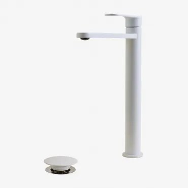 Conjunto De Torneira De Pia De Latão Alameda E Válvula De Drenagem De Pia Click-clack De Aço Inoxidável E Latão Orveta. Branco & ↑30 Cm & Válvula Sem