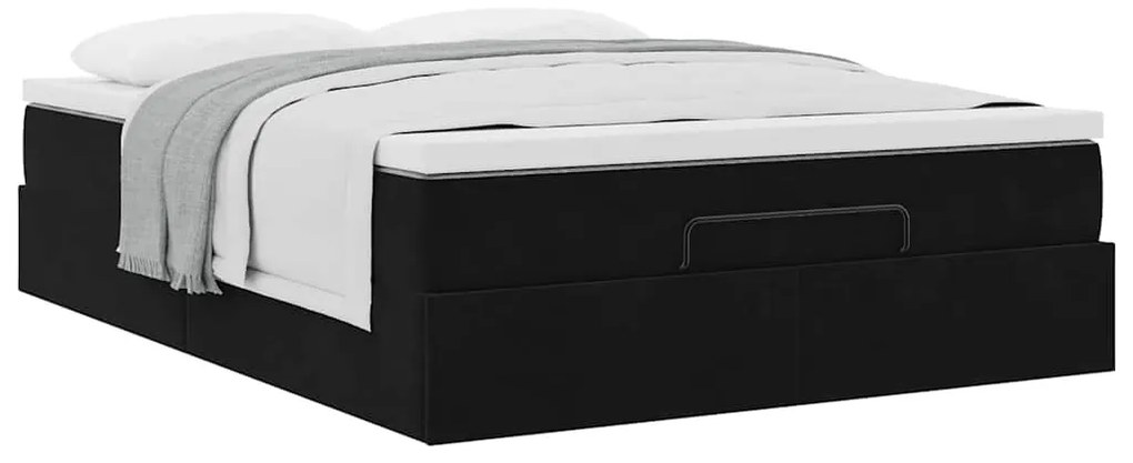 Estrutura de cama otomana com colchão 140x200 cm veludo preto