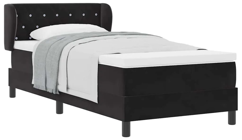 Cama Box com Colchão vidaXL Preta 100x200 cm Veludo
