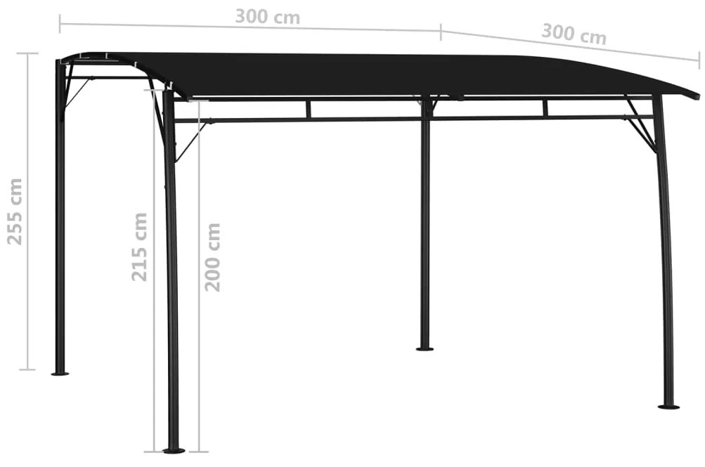 Toldo para-sol de jardim 3x3x2,55 m antracite
