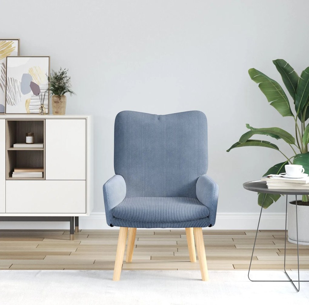 Cadeira Relaxante vidaXL em Tecido Azul de Corduroy
