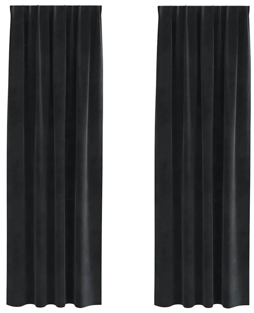 Cortinas Blackout com Faixa Superior 2 pcs Veludo Preto