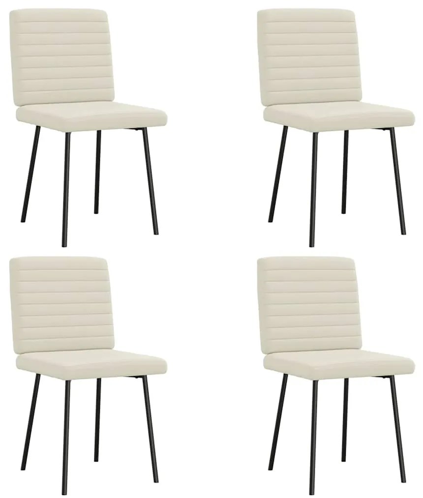 Cadeiras de jantar 4 pcs veludo cor creme