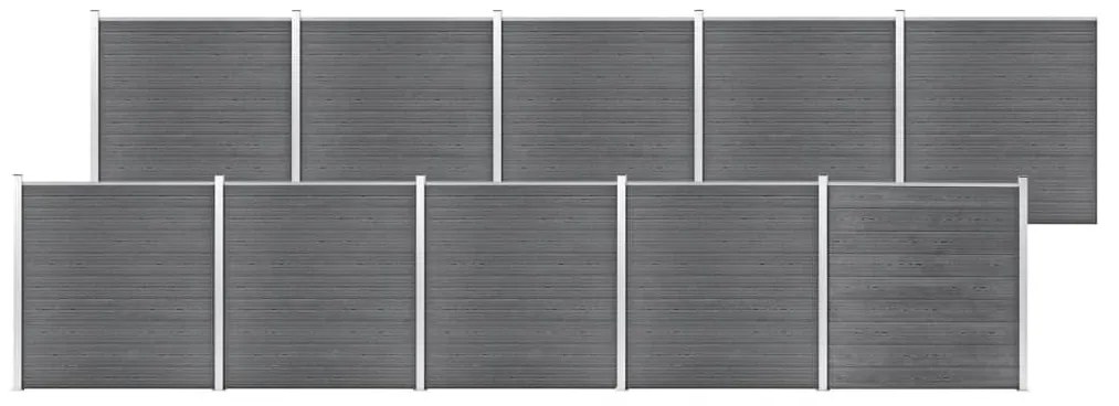 vidaXL Painel de vedação para jardim 1737x186 cm WPC cinzento