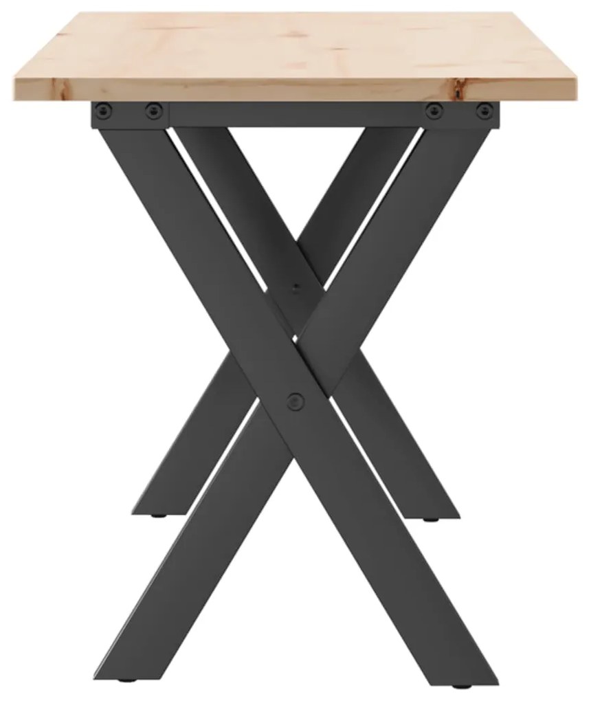 Mesa de centro estrutura em X 110x40x45cm pinho e aço