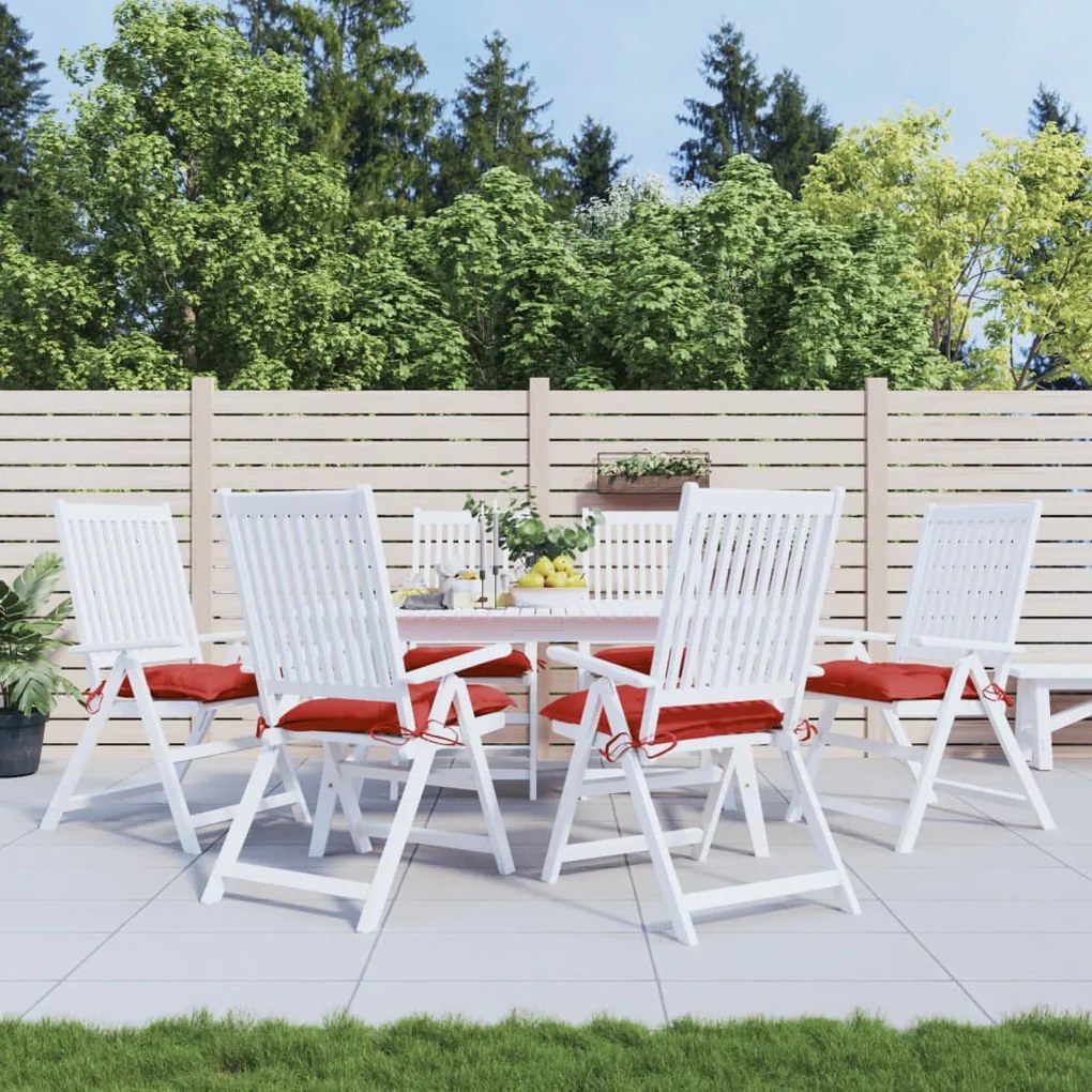 vidaXL Almofadões de cadeira 6 pcs 50x50x7 cm tecido oxford vermelho