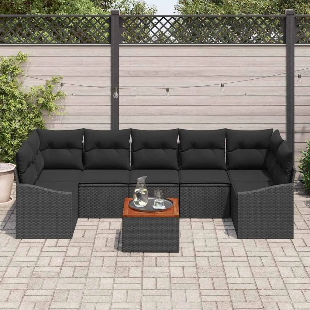 Conjunto de Sofá de Jardim 8 pcs Preto 55 x 55 x 37 cm