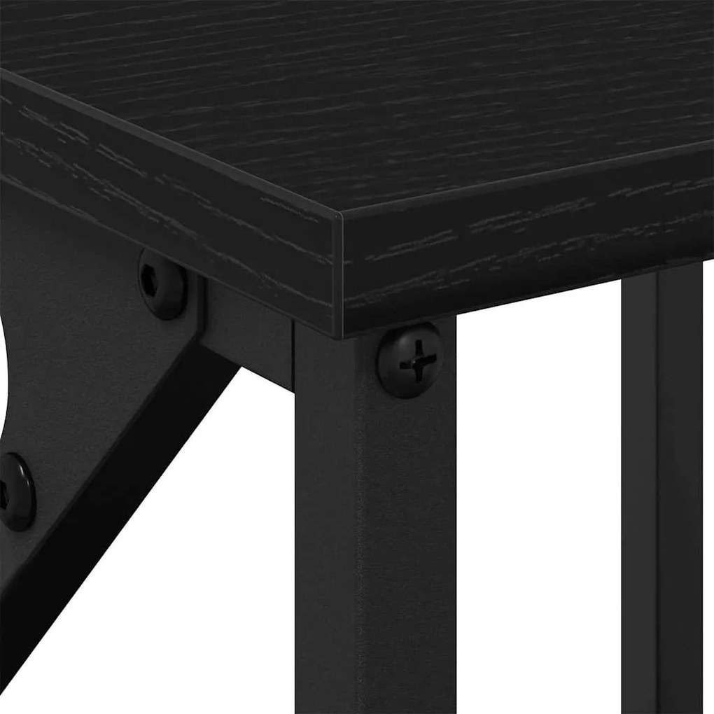 Mesa de Cabeceira vidaXL em Madeira de Carvalho Preta 34x35,5x70 cm em
