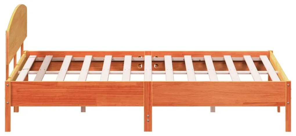Cama sem colchão 200x200 cm pinho maciço castanho-mel
