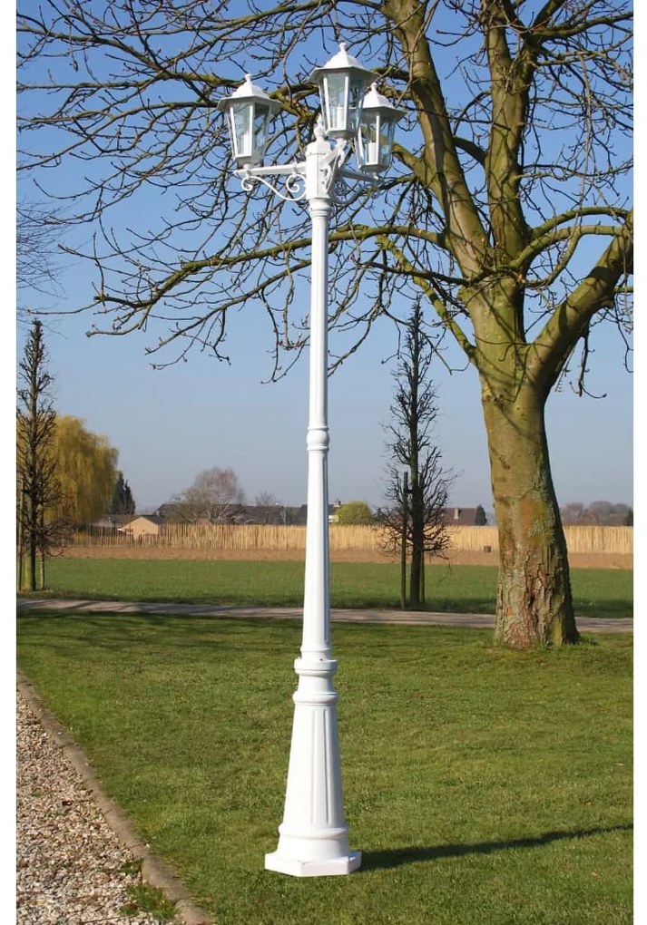 Kingston Candeeiro de pé para jardim 3 braços / 215 cm Branco