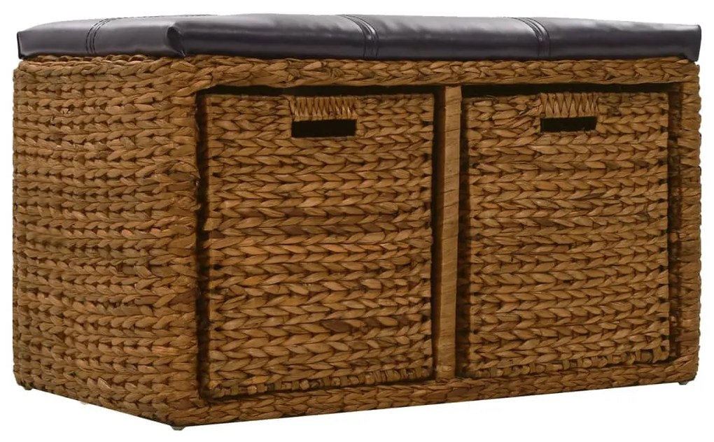 Banco com 2 cestos erva marinha 71x40x42 cm castanho