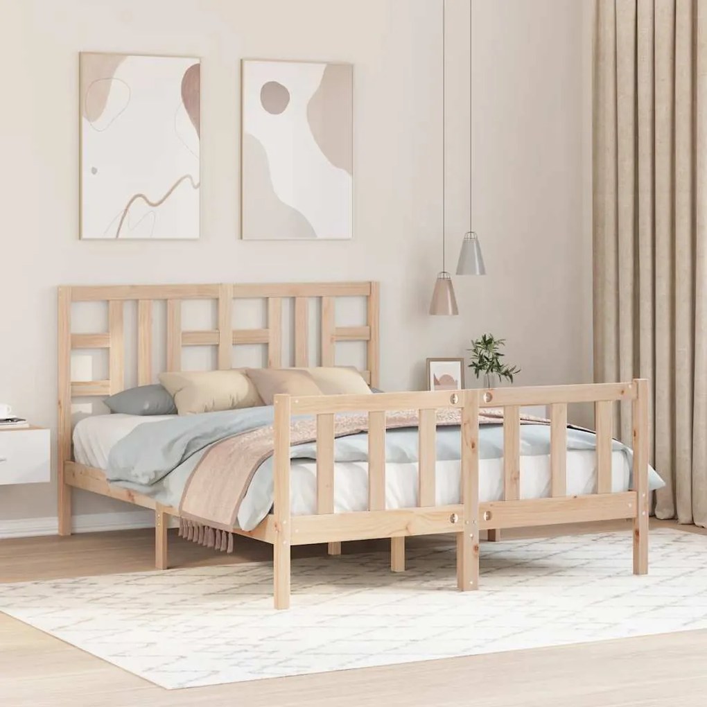 Estrutura de cama com cabeceira 140x190 cm madeira maciça