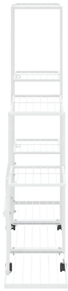 Suporte de vasos c/ rodas 94,5x25x92,5 cm metal branco